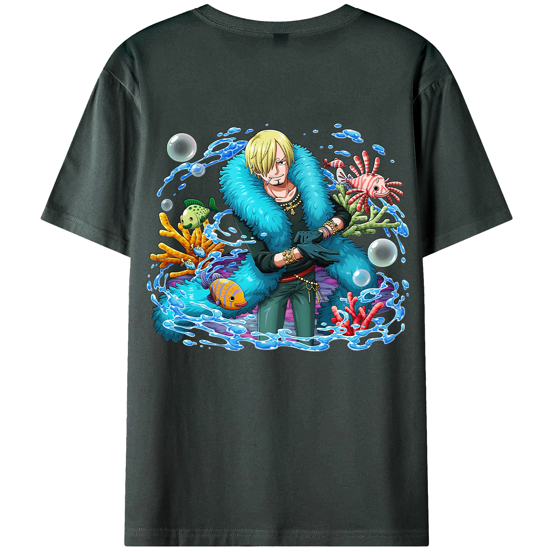 （画像用） ワンピース サンジ ONE PIECE Sanji 綿100％ メンズ半袖Tシャツ（バックプリント） 通気性